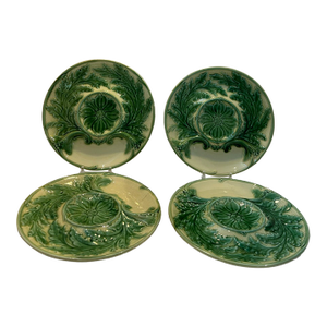 Early 20th Century French Portieux Vallerysthal Majolica Seafood Plates - Set of Four