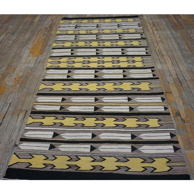 1950s 1930s Antique Gray Allover Tribal Geometric Native American Flatweave Navajo Rug For Sale - Image 5 of 12