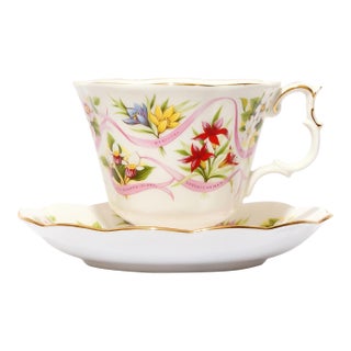 Royal Albert "Our Emblems Dear" Bone China Teacup & Saucer Set, Canada Provincial Flowers, Gainsborough Shape, England, 1980–1981 For Sale