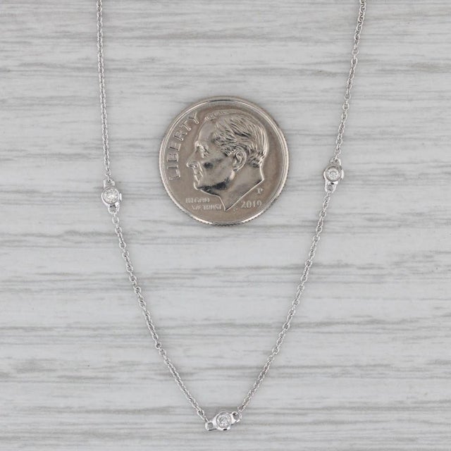 2010s 0.26ctw Diamond Station Necklace 14k White Gold 18" by the Yard For Sale - Image 5 of 5