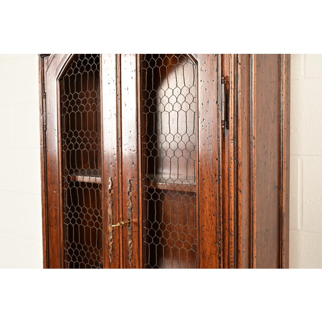 Guido Zichele Style Italian Provincial Carved Walnut Drop Front Secretary Desk With Lighted Bookcase Hutch, Circa 1970s For Sale - Image 11 of 18