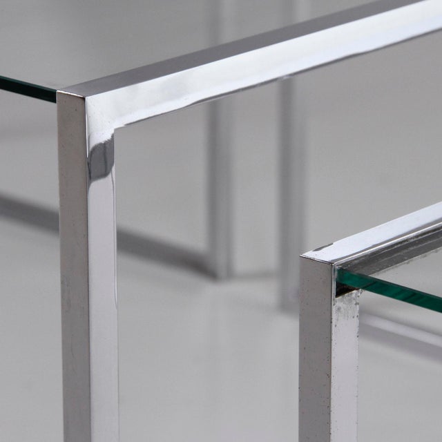 Three Coffee Tables in Glass and Chromed Metal, 1970s, Set of 3 For Sale - Image 9 of 11