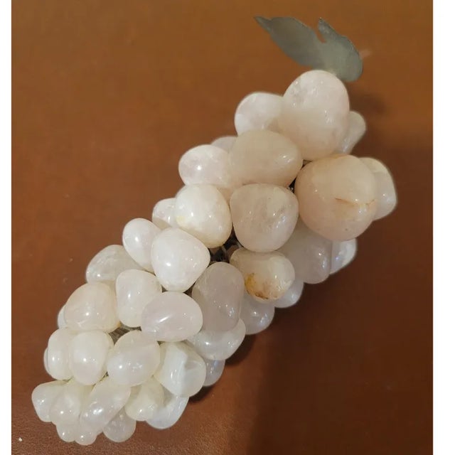 Vintage MCM Stone Pink Grape Cluster & Metal Leaf For Sale - Image 4 of 5