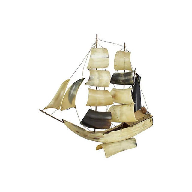 Nautical Mid-Century Italian Horn Musical Ship Model For Sale - Image 3 of 6