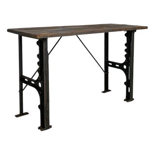 Italian Industrial Wooden and Cast Iron Console, 1800s For Sale