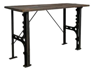 Italian Industrial Wooden and Cast Iron Console, 1800s