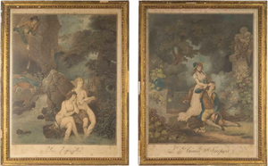 Schall P and Descourtis, 1800s, Watercolors, Set of 2
