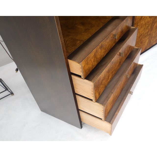 Set of 3 Burl Wood Lighted Cabinets Wall Units Mid Century Modern MINT For Sale - Image 15 of 17