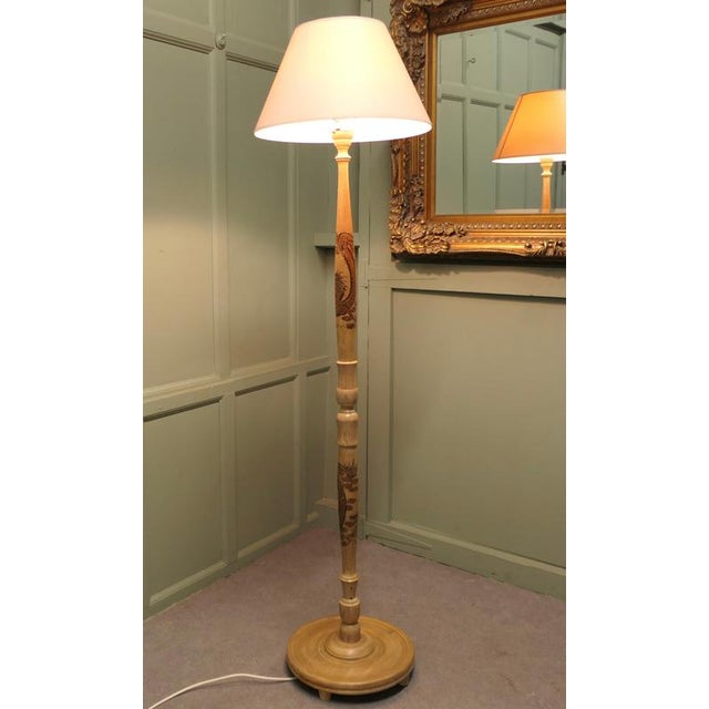 1930s Vintage Carved Floor Lamp, 1930 For Sale - Image 5 of 8