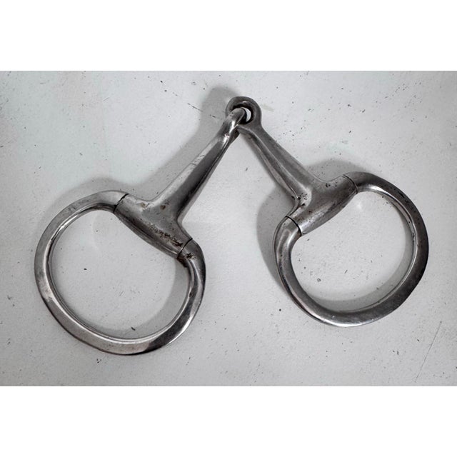 This is a vintage classic jointed eggbutt snaffle bit. Color: silver. Measures about 10” x 3.5” From a Charleston estate.