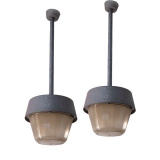 Vintage Italian Industrial Aluminum Lamps, 1940, Set of 2 For Sale