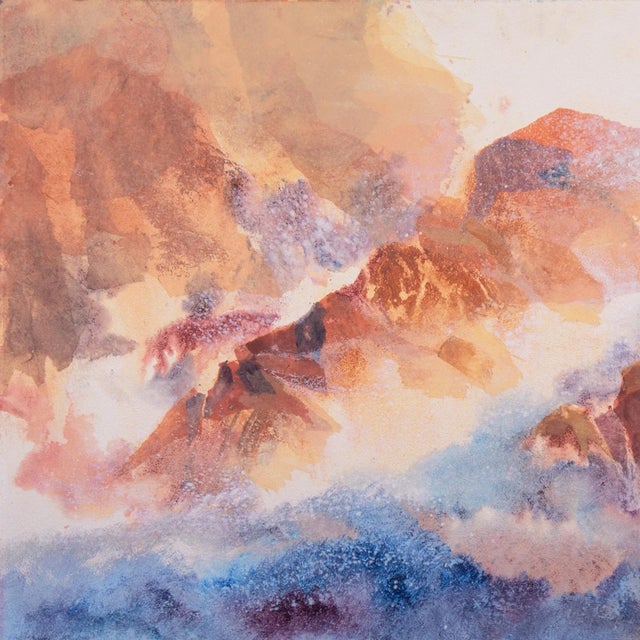 1970s 'Surf and Rocks at Sunset' by Carol Sideman, Oakland College of Arts and Crafts, Oakland Museum For Sale - Image 5 of 10