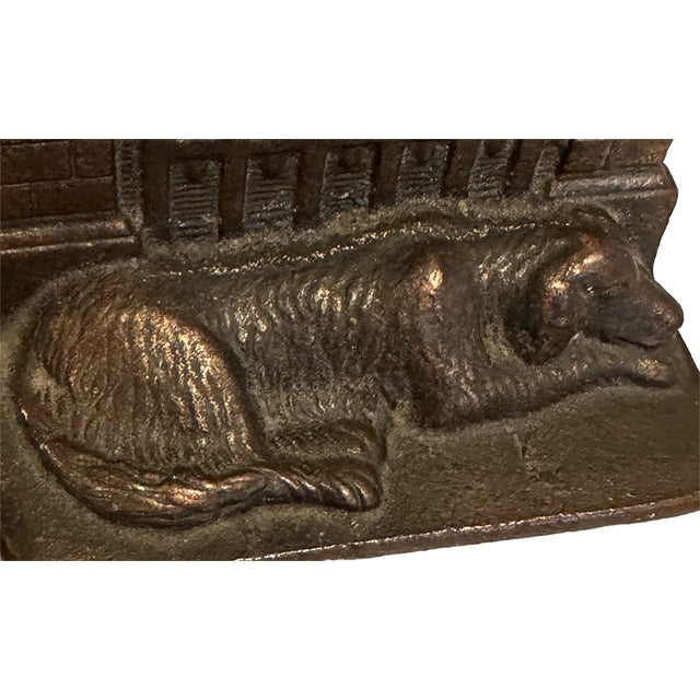 1920s Antique Cast Iron Sleeping Dog Manor Gate Bookends (A Pair) For Sale - Image 5 of 16