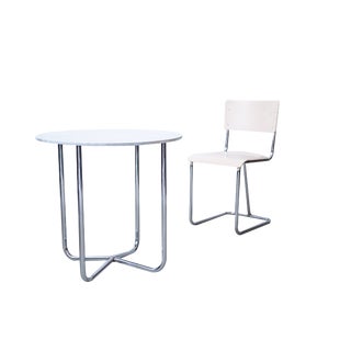 Vintage Bauhaus 107 Armchairs and 501 Table by Willem Hendrik Gispen, 1920s, Set of 3 For Sale