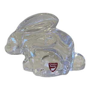 Orrefors Crystal Rabbit and Baby