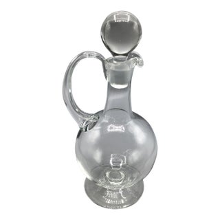 Edwardian Style Decanter With Stopper Hand Blown Romanian For Sale