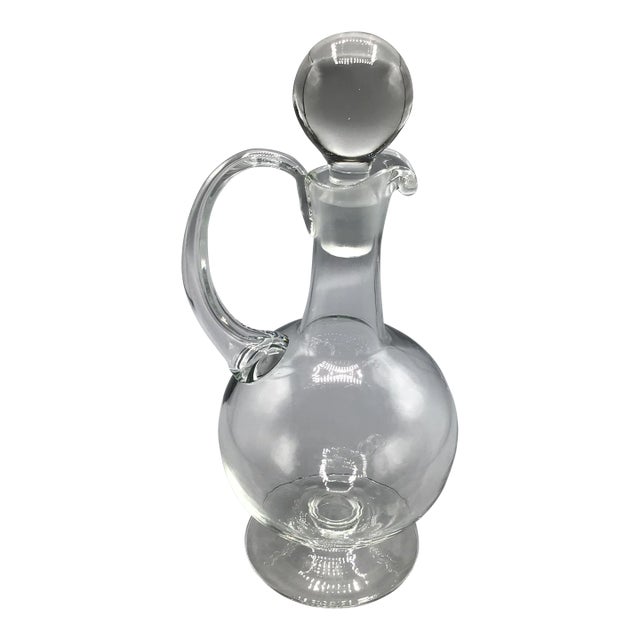 Edwardian Style Decanter With Stopper Hand Blown Romanian For Sale