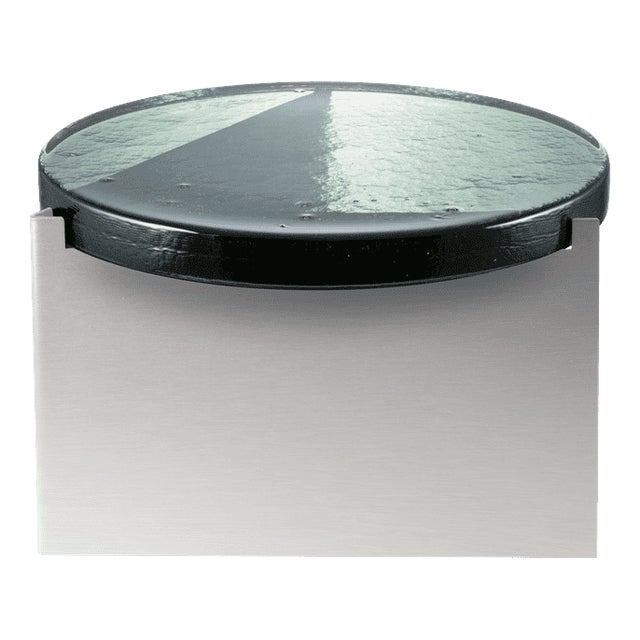 Alwa One Big Side Table with Green Top & Brushed Stainless Steel Base by Sebastian Herkner for Pulpo For Sale