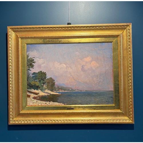 Giovanni Guarlotti, Lake Maggiore, Italy, Oil on Cardboard, Framed For Sale - Image 3 of 10
