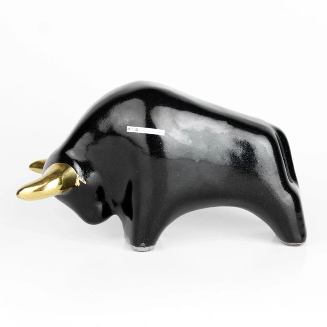 Black Mid-Century Modern Vintage Otto Keramik Ceramic Bull Buffalo Figurine Germany Black For Sale - Image 8 of 12