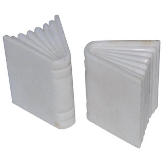 1950s Italian Carrara Marble Bookends For Sale