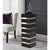 This pedestal features a tall rectangular body fashioned from alternating stacked wood and mirrored levels. Each wood...