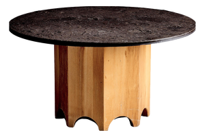 Octagonal Pedestal Table with Round Slate Top, France, 1970s