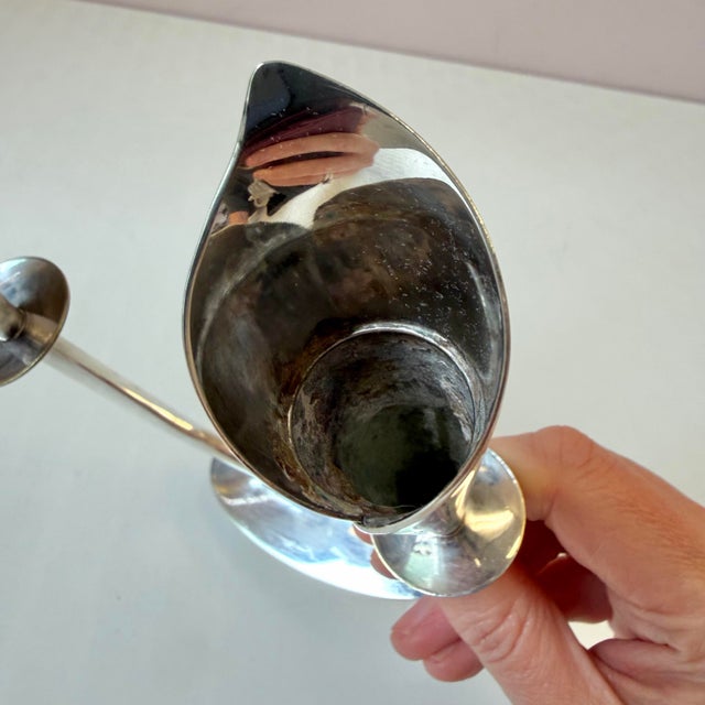 Metal Pair of Mid-Century Danish Silver Plated Calla Lily Candlestick Holders by Hans Jensen For Sale - Image 7 of 9
