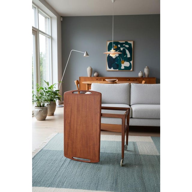 Danish Teak Serving Trolley with Removable Tray, 1960s For Sale - Image 14 of 16