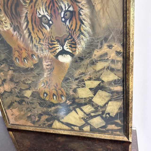 1970s Chinese Painting on Silk of a Tiger For Sale - Image 6 of 8