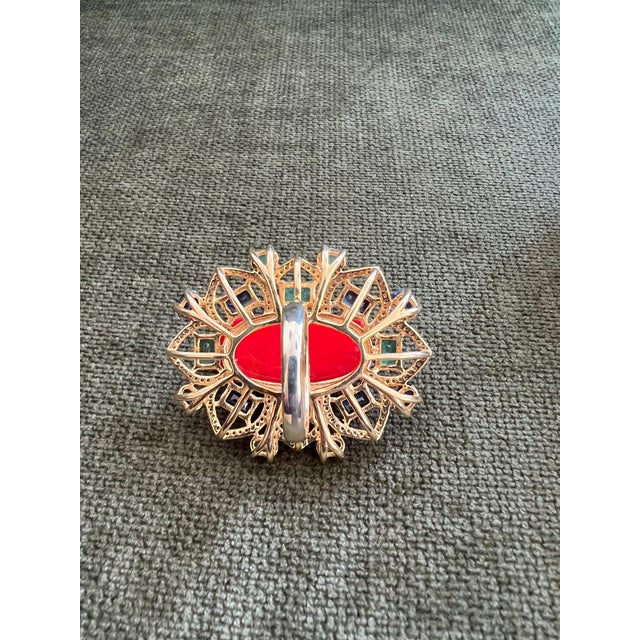 Bochic "Orient" Vintage Diamond, Emeralds, Sapphire & Opal Ring Set 18K Gold & silver For Sale In New York - Image 6 of 18