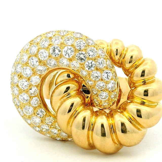 1970s Italian 18k Gold Diamond Swirl Cocktail Ring, 2.75 Carats, Size 7.5 For Sale - Image 13 of 16