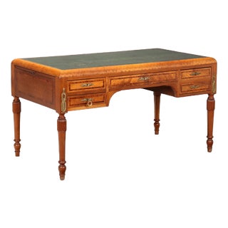 Mahogany Desk with Mahogany Burl Trim For Sale