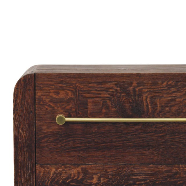 2020s Smoked Oak and Mango Wood Curved Nightstand For Sale - Image 5 of 8