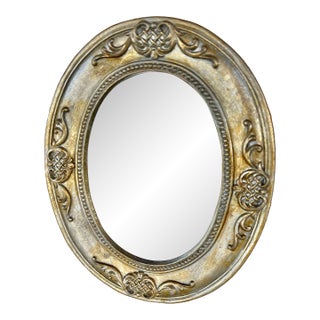 Small Vintage Gold Tone Oval Mirror for Table or Wall For Sale