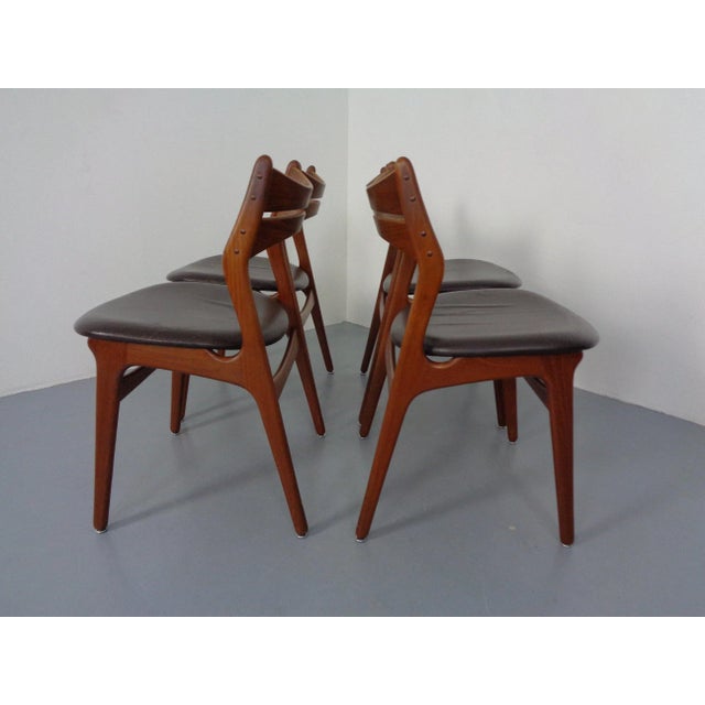 Teak & Leather Model 310 Dining Chairs by Erik Buch for Chr. Christensen, Denmark, 1960s, Set of 4 For Sale - Image 12 of 18