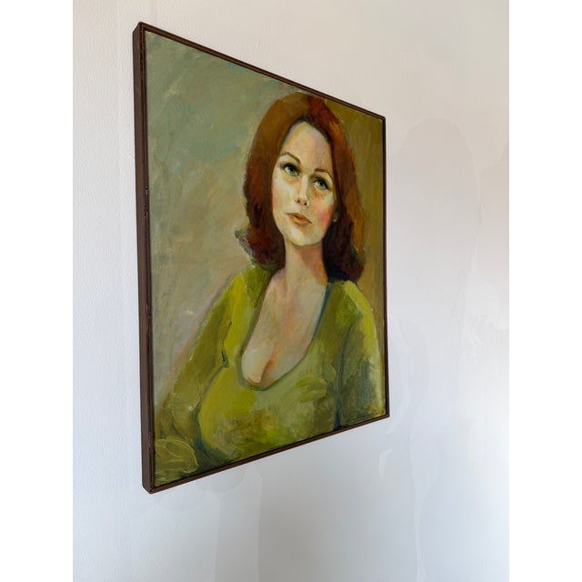 Abstract 1970s Mid-Century Impressionist Woman Portrait Oil on Canvas Painting, Framed For Sale - Image 3 of 12