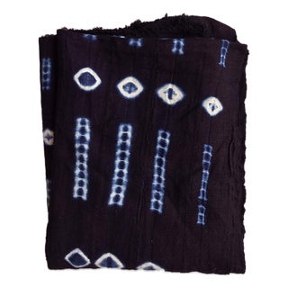 Indigo Mudcloth From Mali - 4.1 X 3.9 Ft For Sale