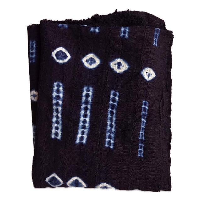 Indigo Mudcloth From Mali - 4.1 X 3.9 Ft For Sale