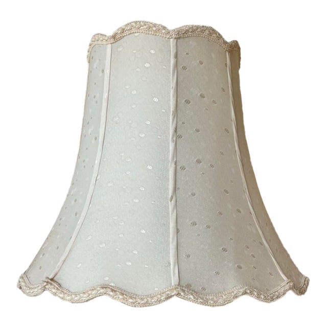 Vintage White Lamp Shade With Ruffle Edge For Sale