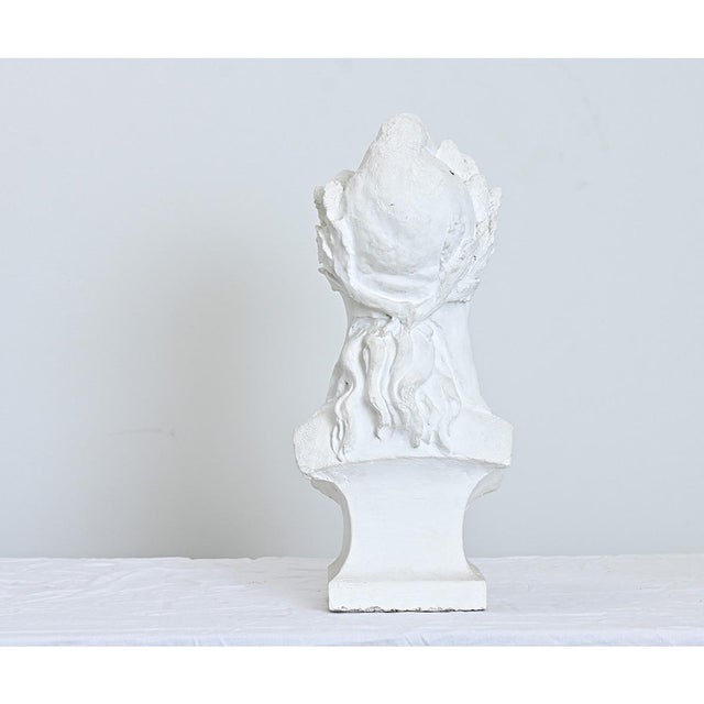 Sculpture Materials French Vintage Plaster Bust of a Woman in Laurel Leaf Crown For Sale - Image 7 of 8