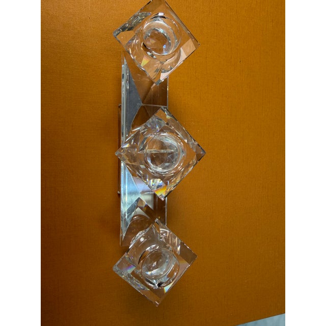 Hollywood Regency Vintage 1980s Swarovski Austrian Crystal 3-Light Candelabra Candle Holder - Model 7600 For Sale - Image 3 of 8
