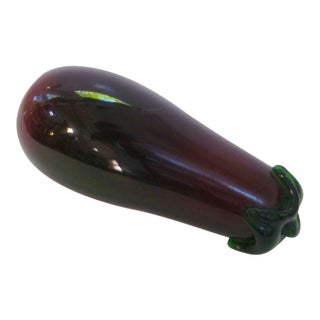 Italian Venetian Murano Large Hand Blown Glass Eggplant Figurine For Sale