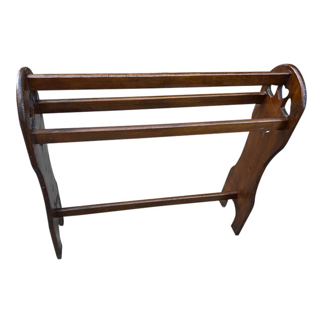 1970s Country Core Hearts Design Wooden Rustic Blanket Rack For Sale