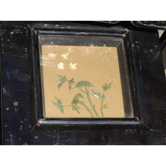 Black Vintage Oriental Asian Black Nesting Tables W Decorative Table Tops ~ Set of Four For Sale - Image 8 of 13