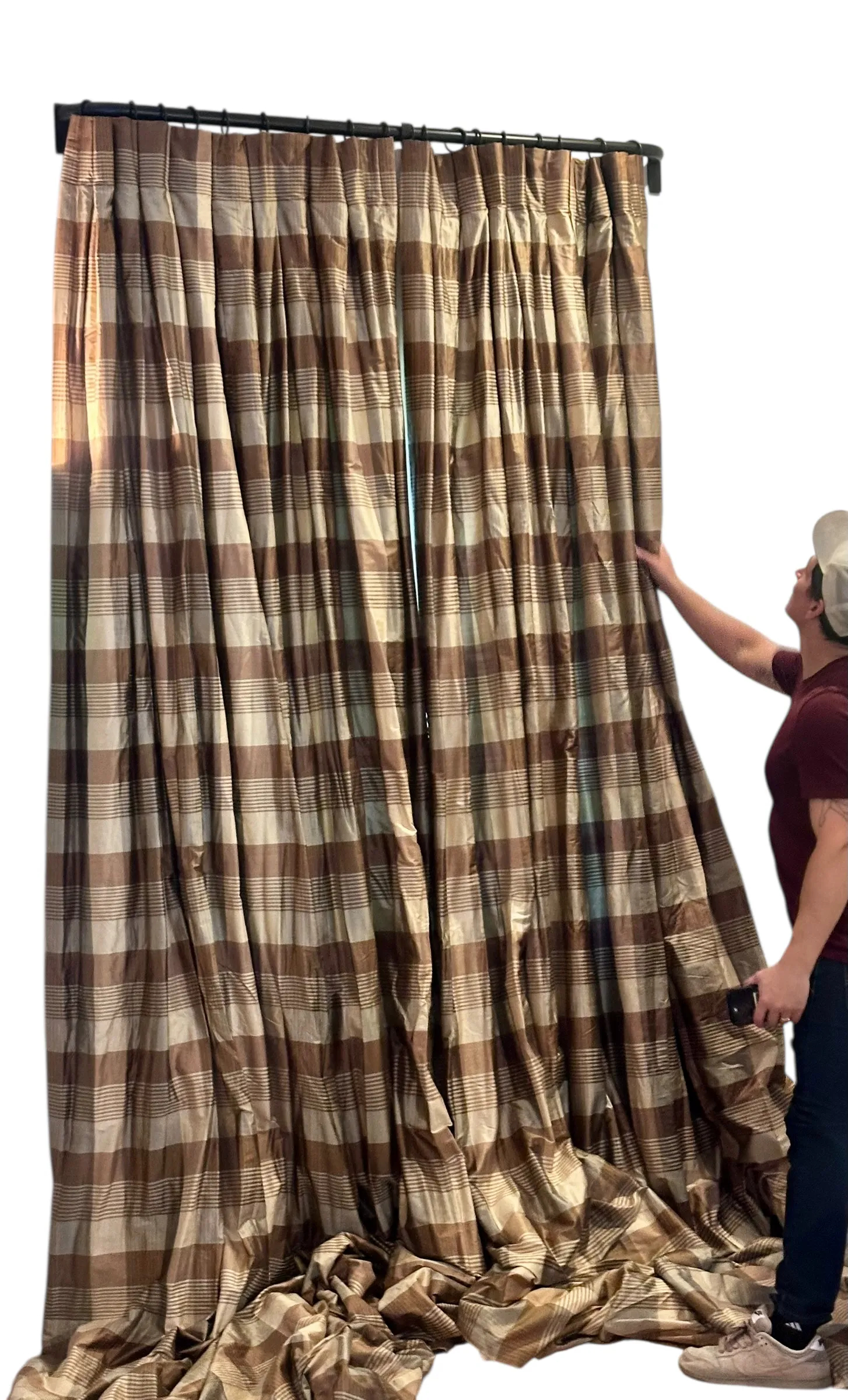 Pair of Silk Trading Company Burberry Plaid Curtains Drapes - 136