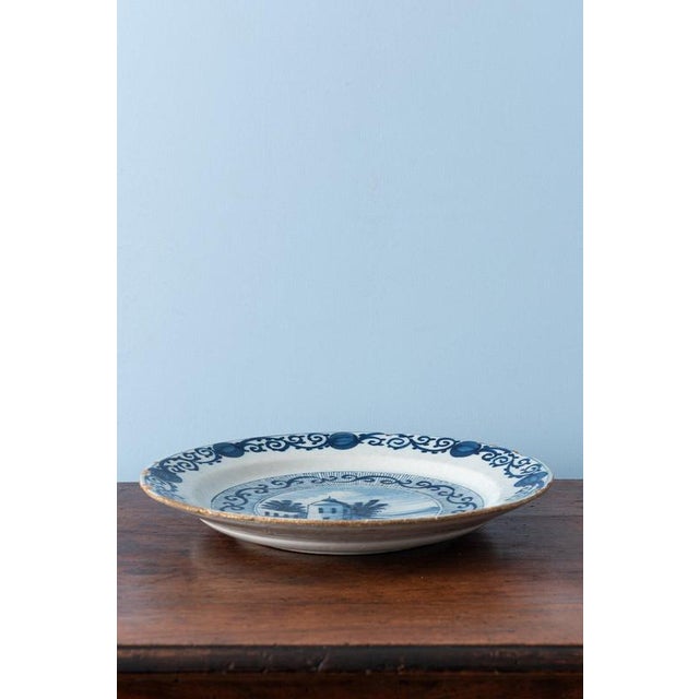 Blue 18th Century Dutch Delft Blue and White Landscape Dishes, Set of 2 For Sale - Image 8 of 12