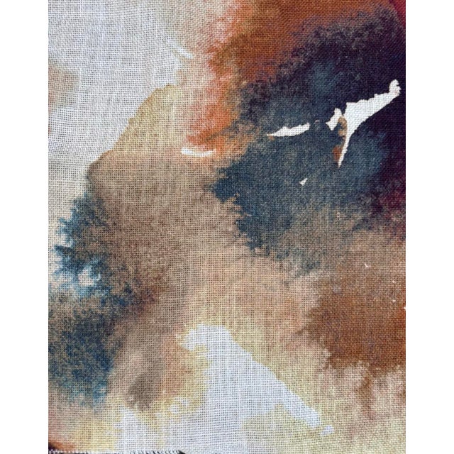 2010s Harlequin Flores Fabric 28 Yard Bolt in Rust/Ruby/Nordic Blue Linen / Viscose Blend Made in the Uk For Sale - Image 5 of 9