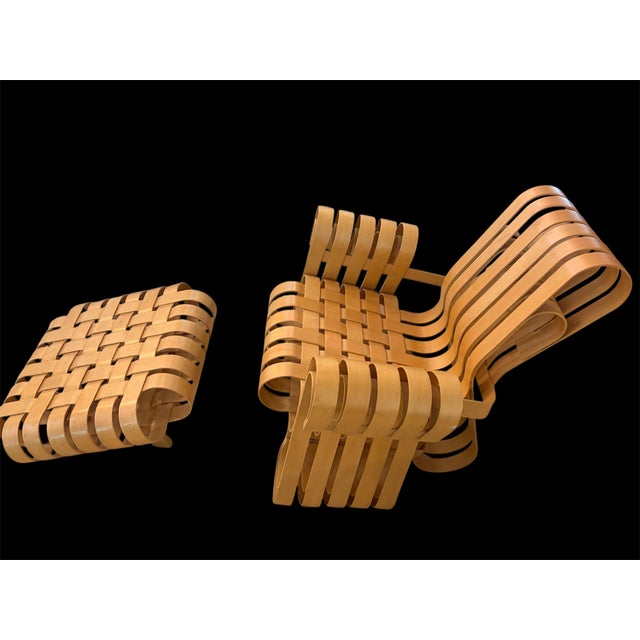Frank Gehry Vintage 1993 Frank Gehry for Knoll Power Play Woven Lounge Chair and Ottoman For Sale - Image 4 of 18