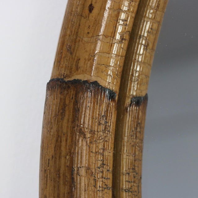 Mid-Century Modern Mid-Century Round Bamboo and Rattan Mirror, Italy, 1970s For Sale - Image 3 of 5